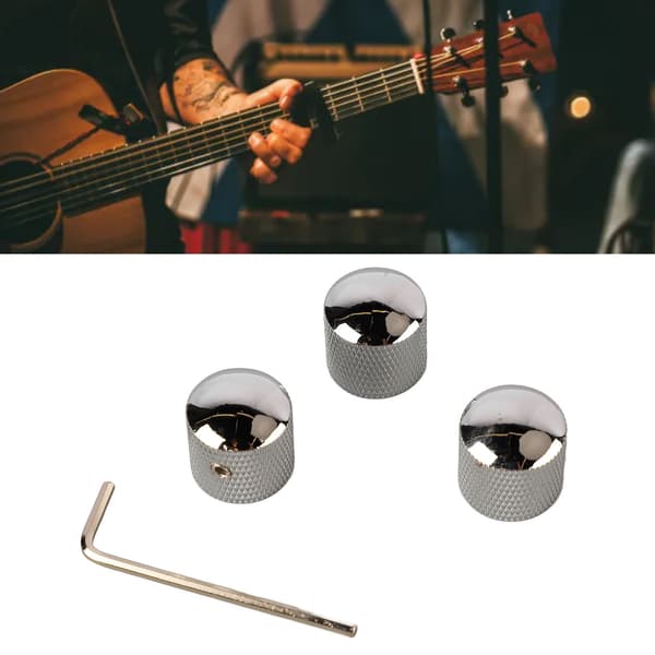 3-pack krommetallgitarr staplad rattuppsättning dubbla tonkontrollrattar för E-bas GD105