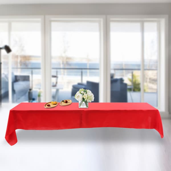 145x320cm Rektangulär Duk Bordsöverdrag Fläckresistent Bankett Bröllopsfest Dekor Röd
