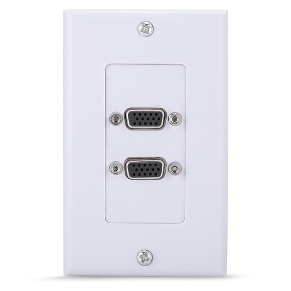 VGA Vægplade 2-Port Panelmonteringsadapter, Sort Frontplade til Hjemmebiograf Kontor