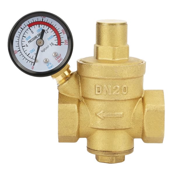 DN20 Justerbar Vattentrycksregulator i Mässing med Manometer