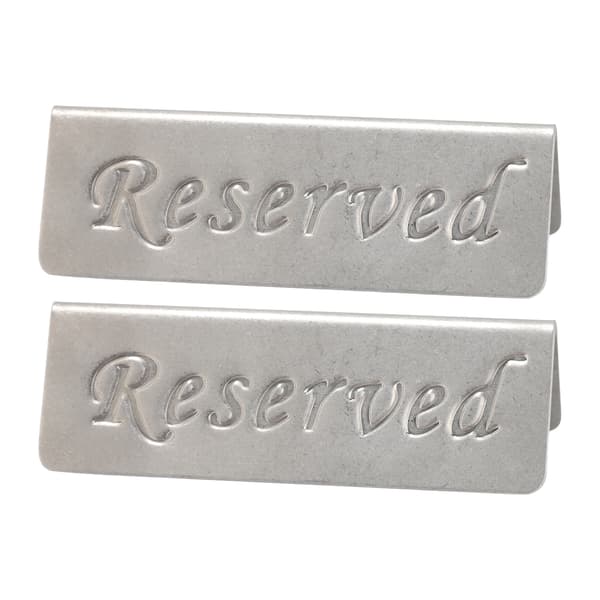 2-pak rustfrit stål tosidede reserverede bordtelte til restaurant, bar, café, tehus, hotel