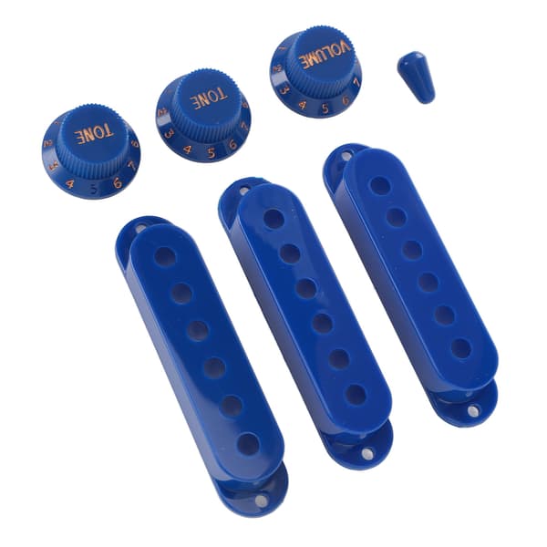 3x ABS Single Coil Pickup Covers + 3 Volume/Tone Knobs + 1 Switch Tip til Elguitar SSS Kit