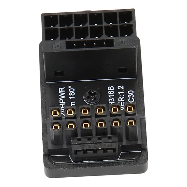 ATX 16-bens han til hun 180° vinklet adapter, PCIe 5.0 HPWR U-Turn-stik til stationær GPU, sort