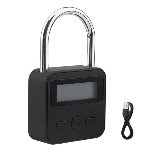 Metallisk tidslås - USB genopladelig tidslås - sort