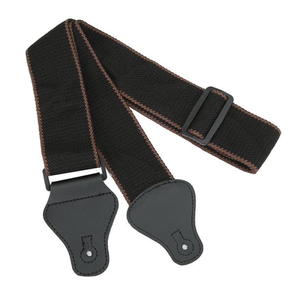 Justerbar bred gitarrrem i PU-läder för akustisk elbasukulele 3 plektrum brun