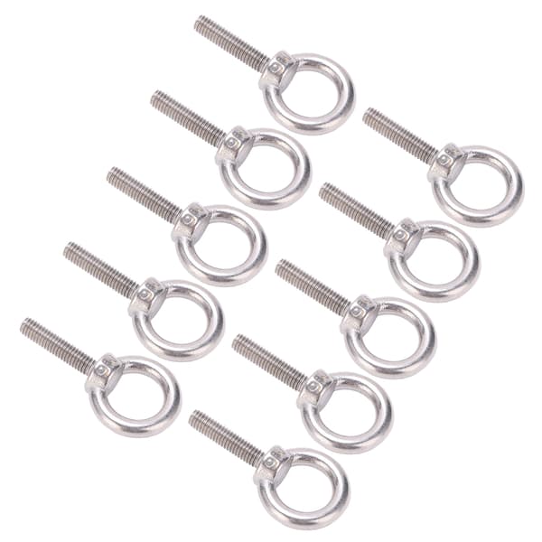 10 stk. øjebolt 304 rustfrit stål løfte rund ring skrue befæstelse hardware M6x25