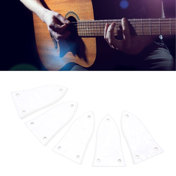 5-pack vit gitarrhalsstångsskyddssats 3-håls plast el- och basgitarrhalsstångsskyddsplåtsats