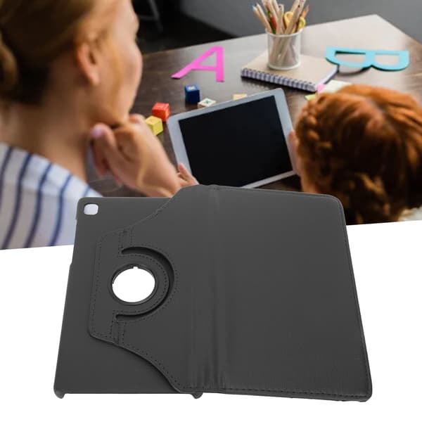 Roterbart tablet-etui, kunstlædercover til Galaxy Tab A7 Lite T220 T225 8.7\", sort