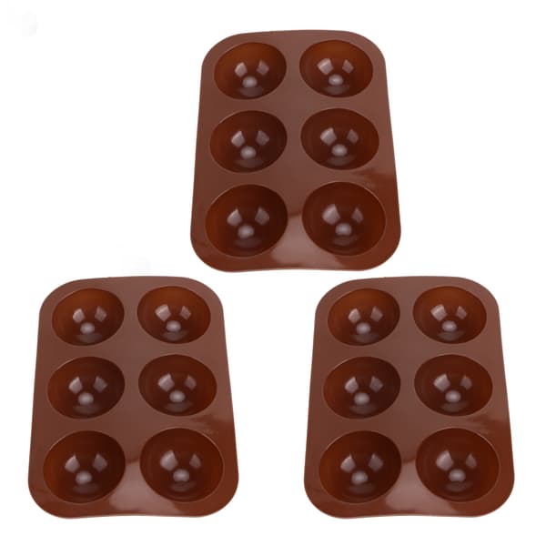 3 stk. 6-hullers silikone bageform Halvkugle chokoladebomber form til kagebudding