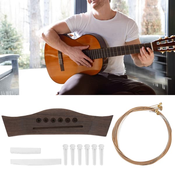 Guitarbro-sæt Bovine Bone Nut Saddle Bridge Pins Udskiftningsdele