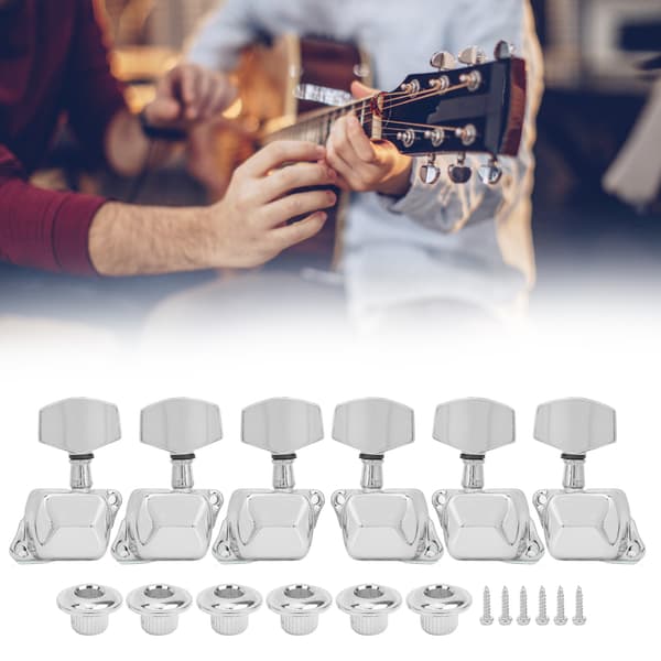 Silver Gitarrstämskruvar 3 Vänster 3 Höger för Halvsluten Gitarr Musikinstrumentdelar