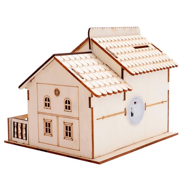 Miniatyrvilla Pengamynt Förvaringslåda Spargris Husmodell Heminredning (Triangulär grind)