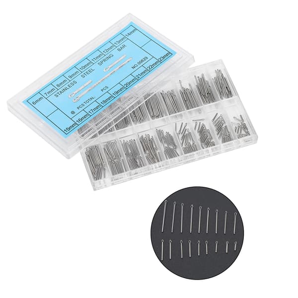 360 stk. urstifter i rustfrit stål, urrem, led, split, fjederstang, reparationssæt 6-23 mm