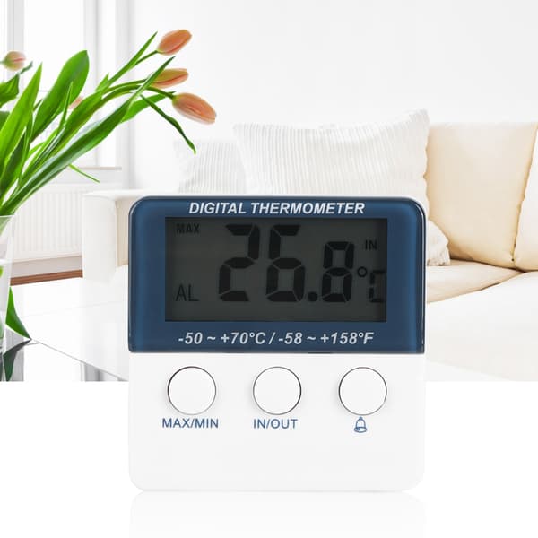 Mini digital larmtermometer för inomhus- och utomhusbruk med sond