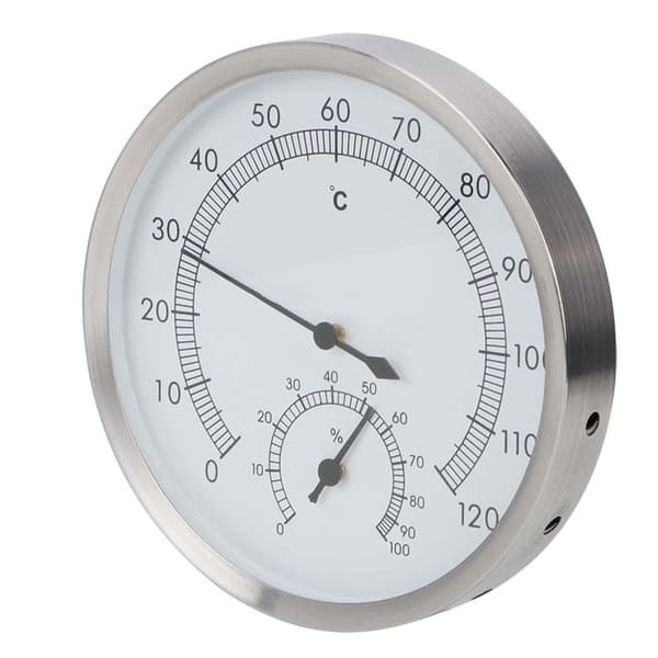 2-i-1 Rustfrit Stål Dampbad Sauna Rum Termometer Hygrometer Termo Hygrometer Indendørs
