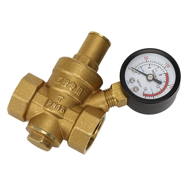 DN20 Justerbar Vattentrycksregulator i Mässing med Manometer