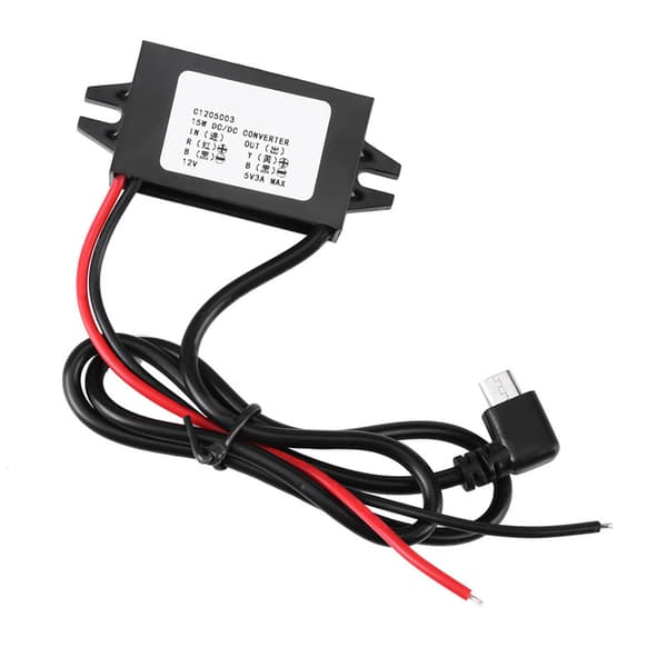 DC-DC 12V til 5V 3A Micro USB Konverter Spændingsneddrosler til Bil Smartphone