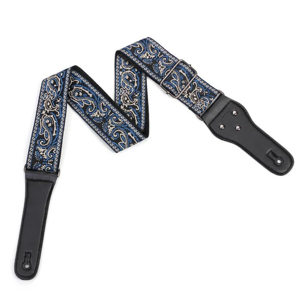 Blågrå broderad gitarrremset Folklig akustisk axelrem Snodd Gitarrplektrum Halkfritt spänne Kit