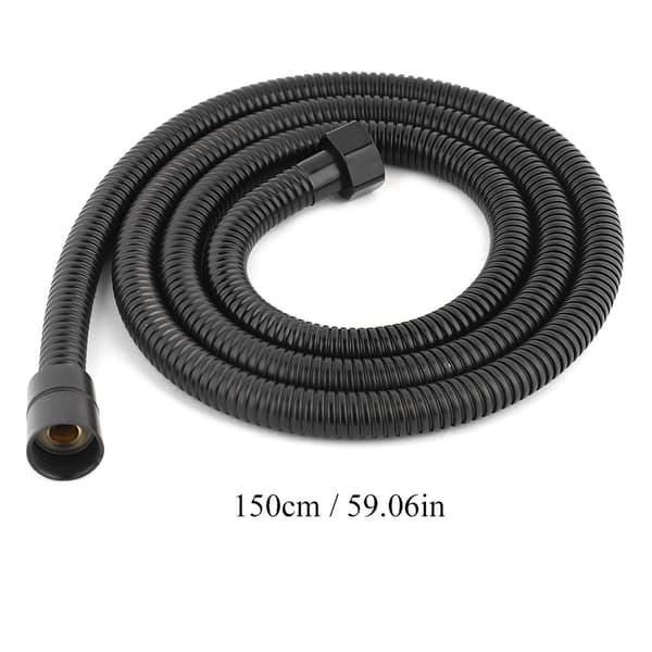 150 cm lang sort fleksibel bruseslange i rustfrit stål G1/2\"