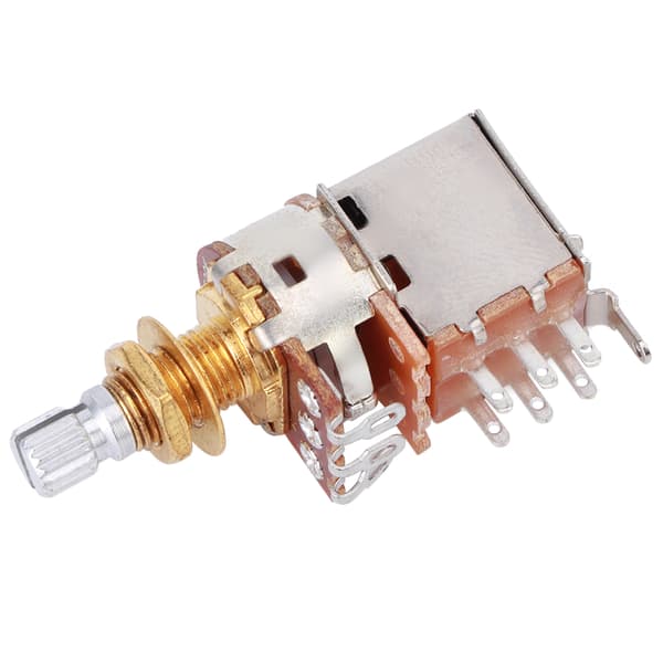 Gitarrkontrollpott Tonpotentiometer Elgitarr Bas Push Pull 18mm Skaftlängd a500kGuld