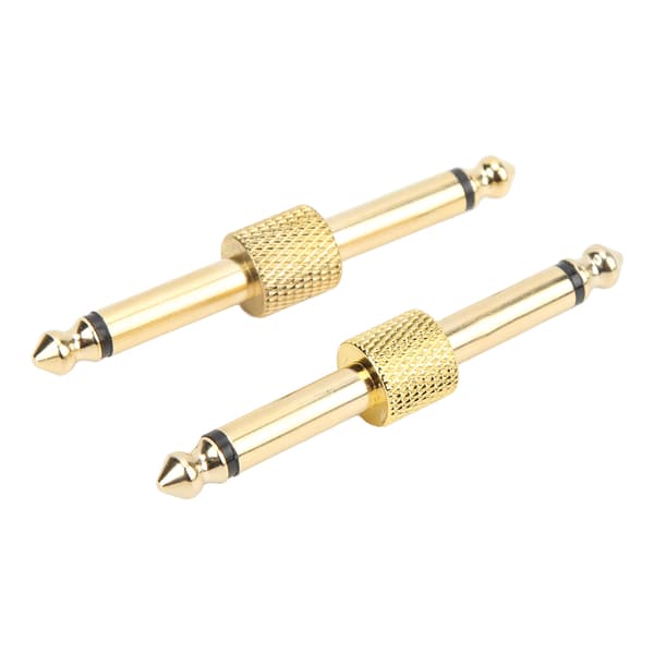 2ST 6,35 mm effektadapterkontakt brusreducerande gitarrpedalkopplare omvandlingsplugg guld