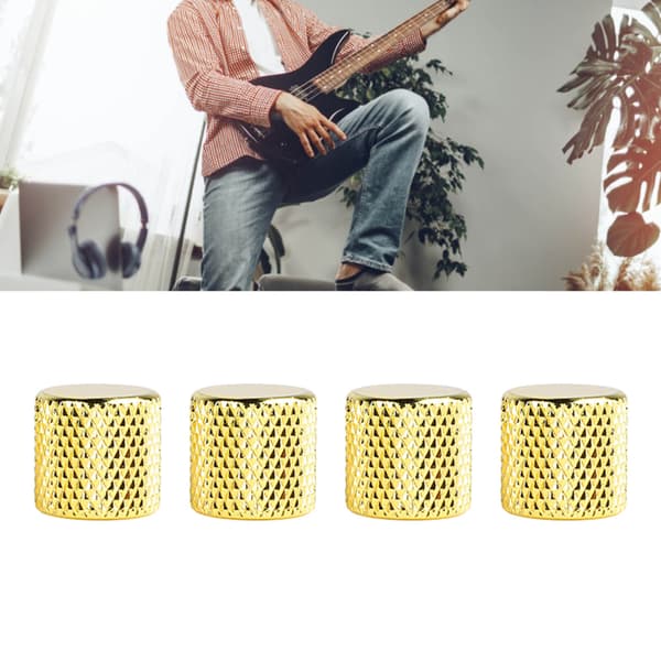 Guldfärgade metallrattar för elgitarr, 4-pack volym- och tonkontroll för bas