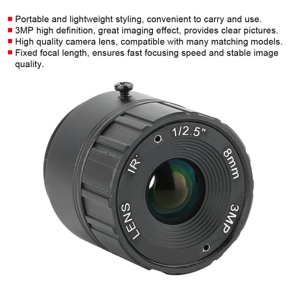8 mm fast objektiv 3 MP HD-säkerhetskameralins för CCTV-övervakning