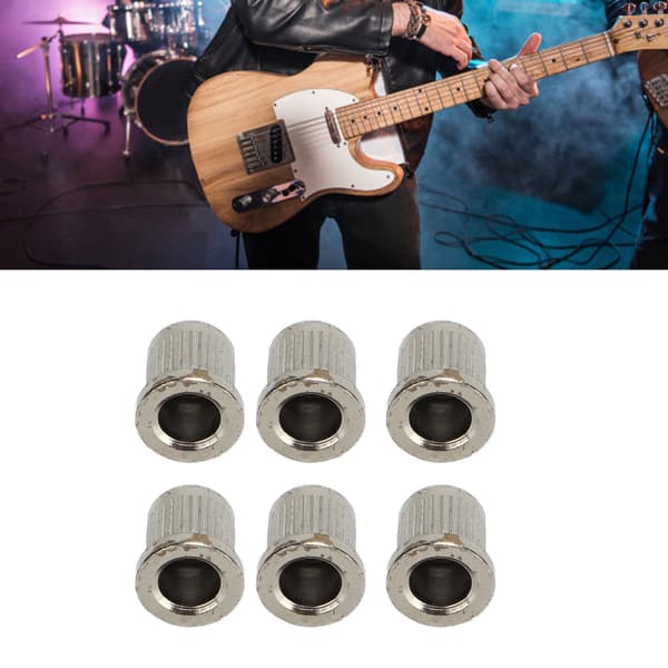 6x Mässing Genomgående Gitarrsträngshylsor Recordative Edition Silver för Elgitarrer