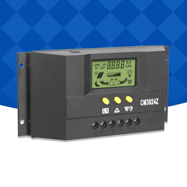 CM3024Z PWM Solar Charge Controller LCD-skærm Solpanel Intelligent Regulator 12V 24V30A
