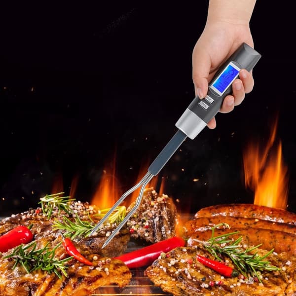 Digital BBQ Kødtermometer Gaffel Grillgaffel med LCD-display