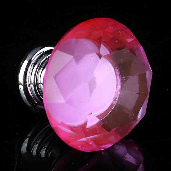 30 mm rosa kristallglasdörrknoppar för köksskåpslåda, 10-pack