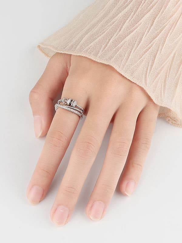Mode Dobbeltlags Legering Dekoration Åben Ring Smykkegave
