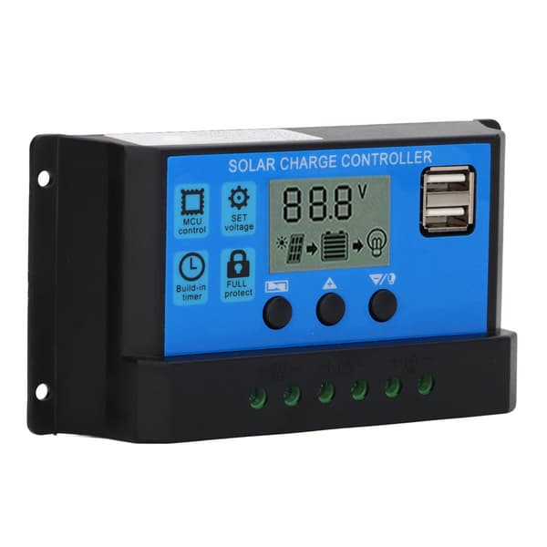 12V 24V Solpanel Controller PWM Fotovoltaisk Regulator LCD Display MPPT Soloplader 100A