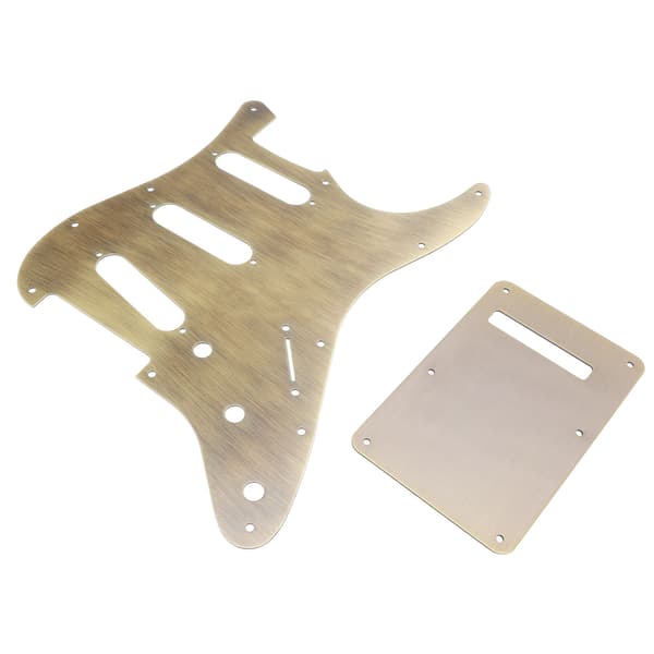 Bronsmetall Elgitarr Scratchplate & Bakplatta Set för 3 Single Coil Pickups, SSS-stil, 2-delat kit