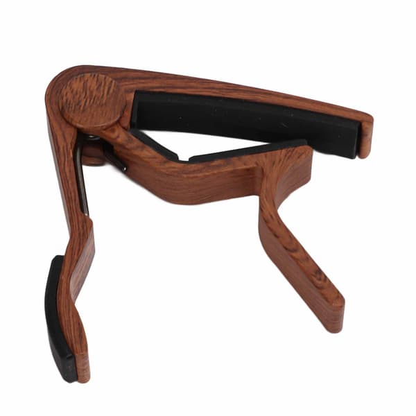 Quick Release String Lock Capo Kit med 5 Guitar Picks til Bas & Banjo, Mørk Valnød Finish