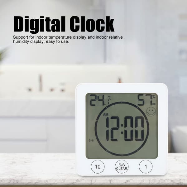 Multifunktionell inomhustermometer Hygrometer Digital klocka för hem badrum kök