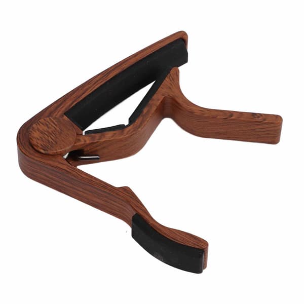 Quick Release String Lock Capo Kit med 5 Guitar Picks til Bas & Banjo, Mørk Valnød Finish