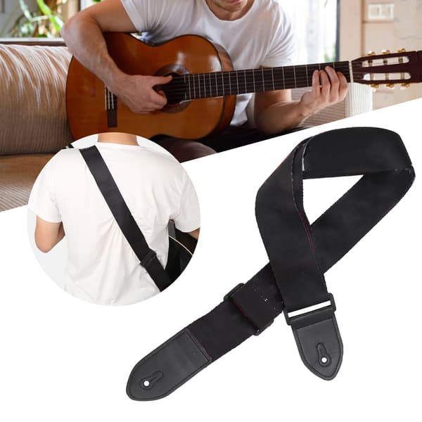 Justerbar gitarr axelrem med ändar i konstläder och plastspänne, mönstrad, 90-150 cm, för akustisk gitarr, 1 rem + 1 rep