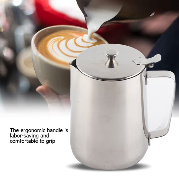 Mælkekande i rustfrit stål med låg til Latte Coffee Art (2000 ml)
