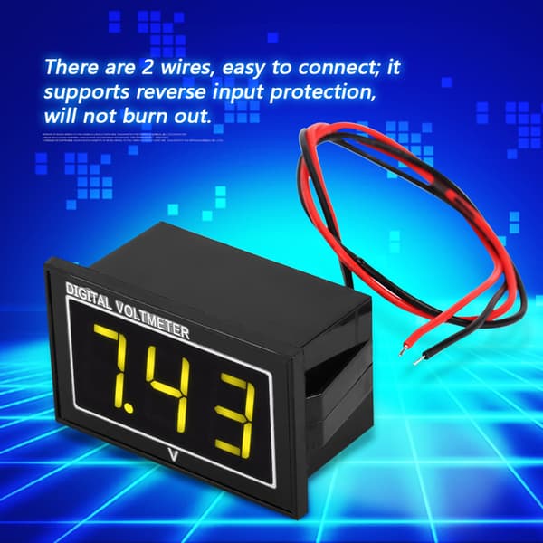 1 st digital 0,56″ LED-display vattentät voltmeter DC-spänningsmätare panel (2,5-30V, gul)