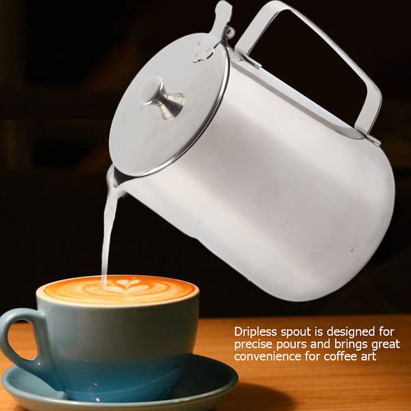 Mælkekande i rustfrit stål med låg til Latte Coffee Art (2000 ml)