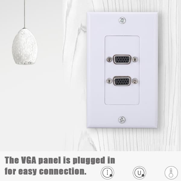 VGA Vægplade 2-Port Panelmonteringsadapter, Sort Frontplade til Hjemmebiograf Kontor