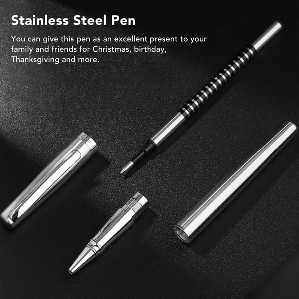 Kuglepen i rustfrit stål, rollerball-pen, gave til forretningsmøde