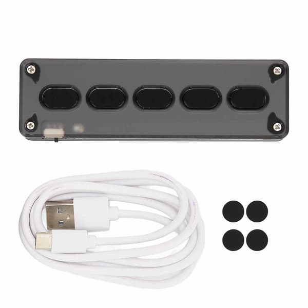 Programmerbar makropude 5-tast USB & Bluetooth Dual-Mode Mini Lydløs Silikone Brugerdefineret Gaming Tastatur Sort