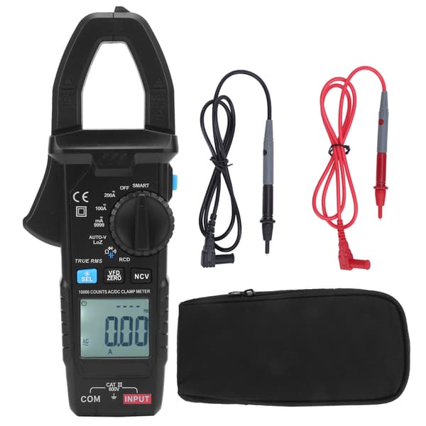 Digital Tangamperemeter 200A/600V AC/DC Multifunktionstester, True RMS Amperemeter Voltmeter med Strømmåling