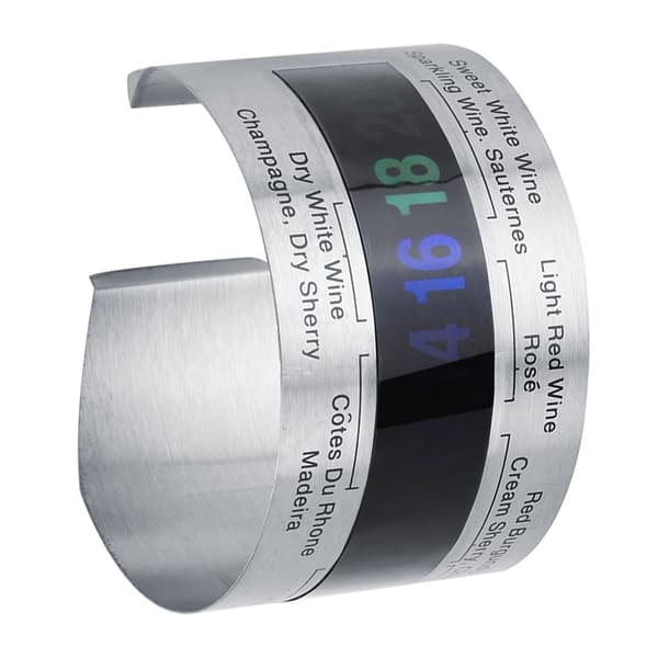 Vinflasketermometer i rustfrit stål med LCD-display, til øl og rødvin, armbåndstemperatursensor