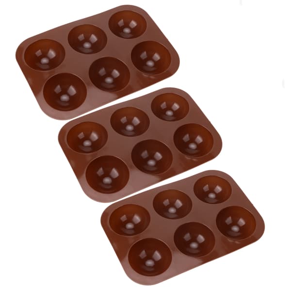 3 stk. 6-hullers silikone bageform Halvkugle chokoladebomber form til kagebudding