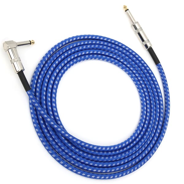 6,35 mm OFC Instrumentkabel Brusfri Blå och Vit 3m för Gitarr Bas Mikrofon Keyboard 1-pack