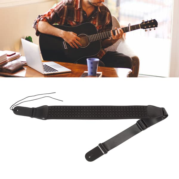 Polyester Gitarrrem Ventilerad Vadderad Bred Justerbar Ergonomisk Svart Bas Axelrem 1-pack