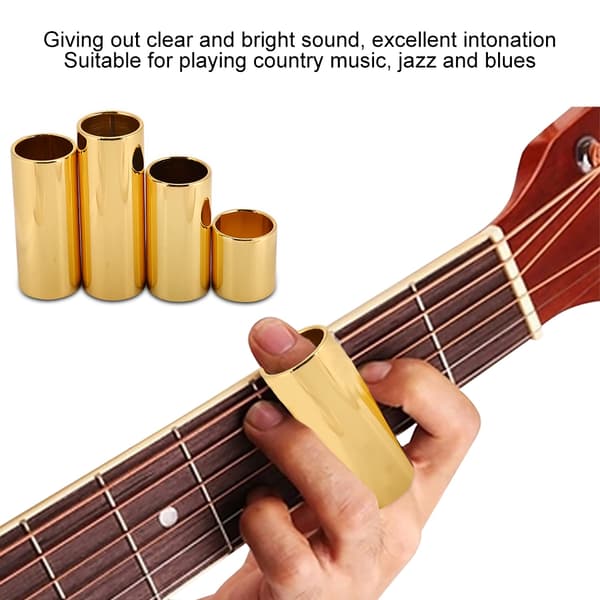 4st/set Elgitarr Metall Slide Bar Gitarr Sträng Slides Gyllene